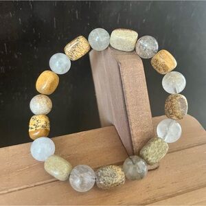 Lodolite Garden Quartz Natural Stone Crystal 10mm Bead Stretch Bracelet